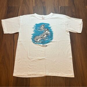 Vintage early 90s Florida Dolphin Graphic Tee - White with Blue Accent